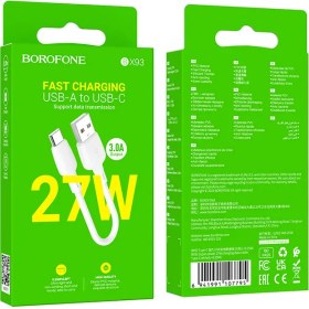 کابل شارژ 27 وات بروفون مدل BX93 با سری تایپ سی